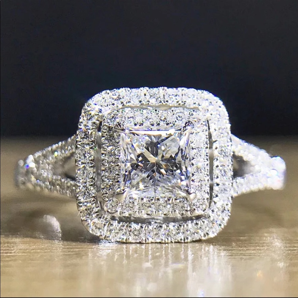 New 925 Silver Diamond Engagement Ring